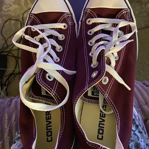 Converse Shoes - Converse Burgundy Low-Top Sneakers